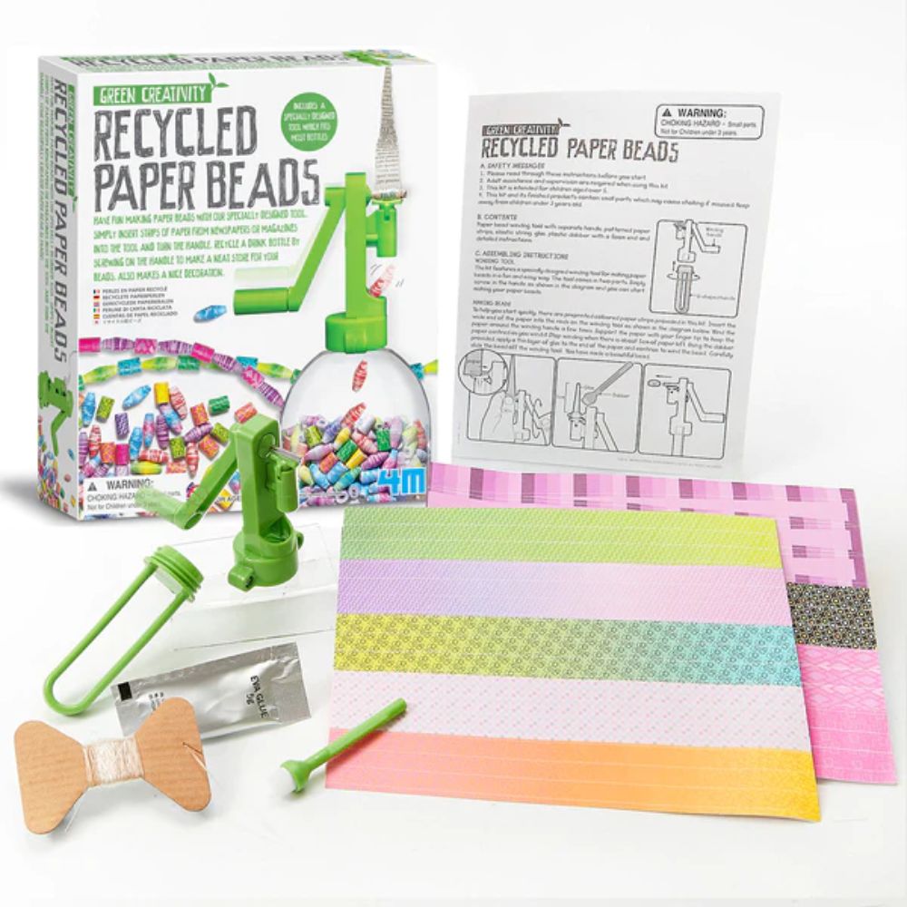 4M Recycled Paper Beads Kit - Eco-Friendly DIY Jewelry Making Craft for Kids & Adults - Perfect for Necklaces, Bracelets & Home Decor Projects