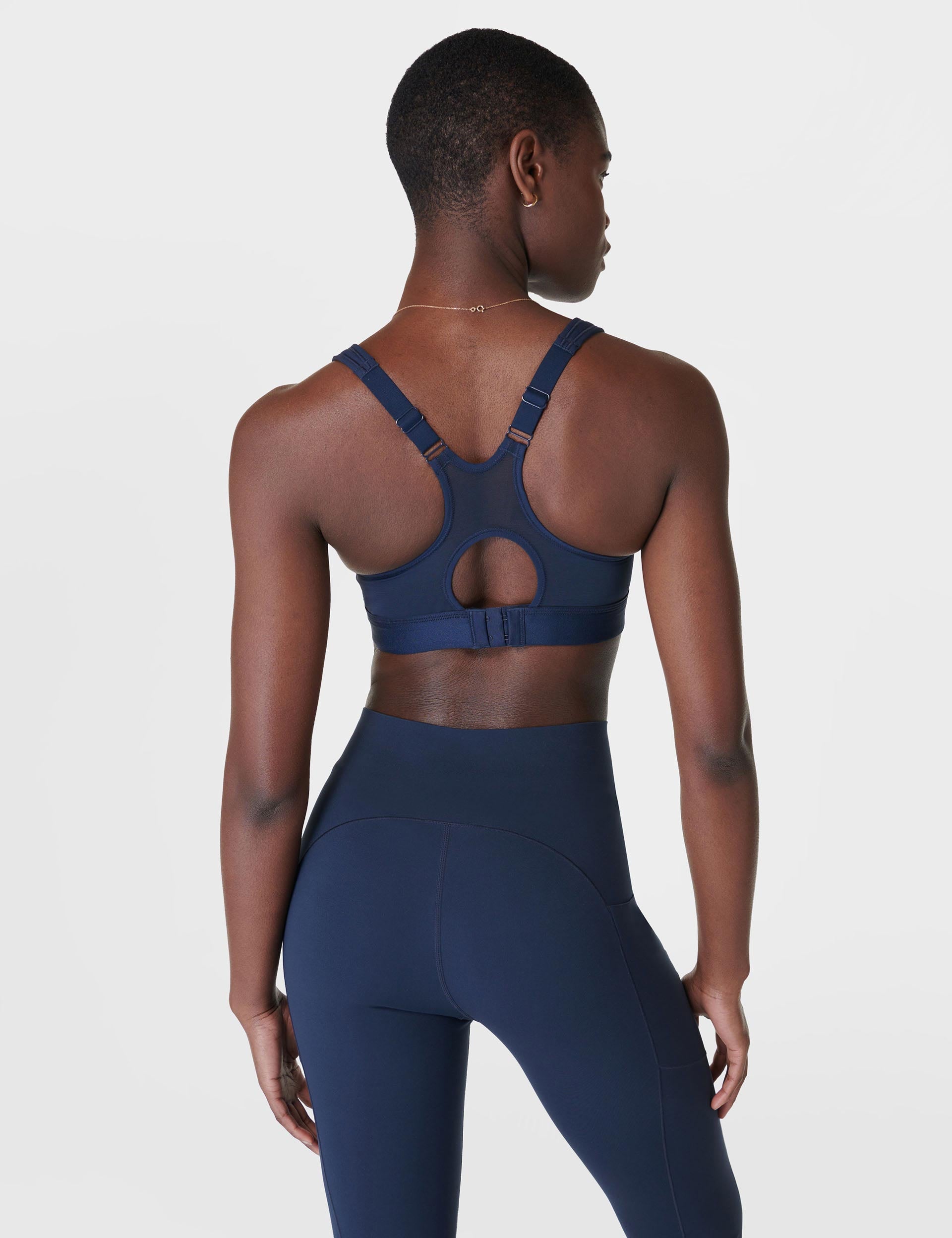 Power Pro Running Bra for Women - High Support Sports Bra - Moisture Wicking & Breathable - Navy Blue - Perfect for Running, Yoga & Gym Workouts