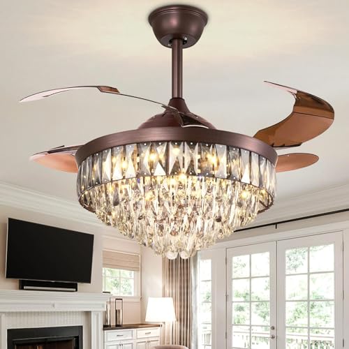 Brown Crystal Ceiling Fan