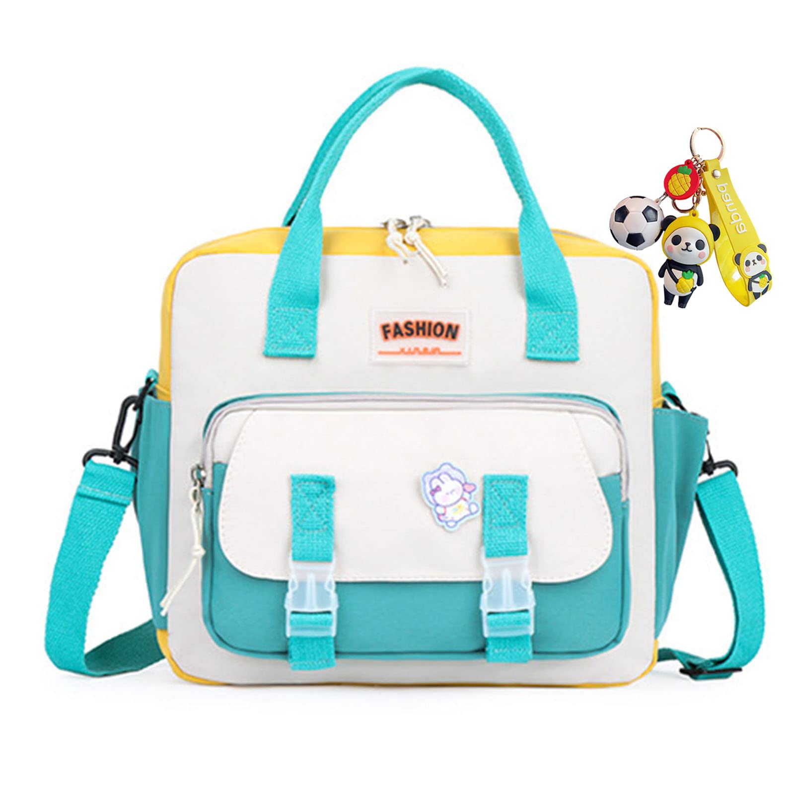 JELLYEA Cute Kawaii Backpack for Girls - Stylish Tote & Crossbody Shoulder Bag with Adorable Accessories, Multi-Purpose School Bag (Green) - Perfect for School, Travel, Shopping & Daily Use