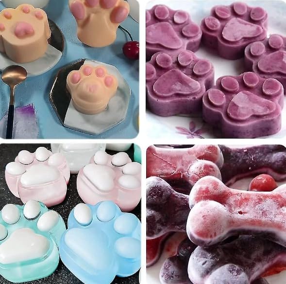 LEGACYCART 3-Piece Silicone Dog Paw & Bone Mold Set - Cookie, Chocolate, Candy, Cupcake, Jelly & Ice Cube Treat Molds for Baking - Perfect for DIY Pet Treats, Party Favors & Holiday Desserts
