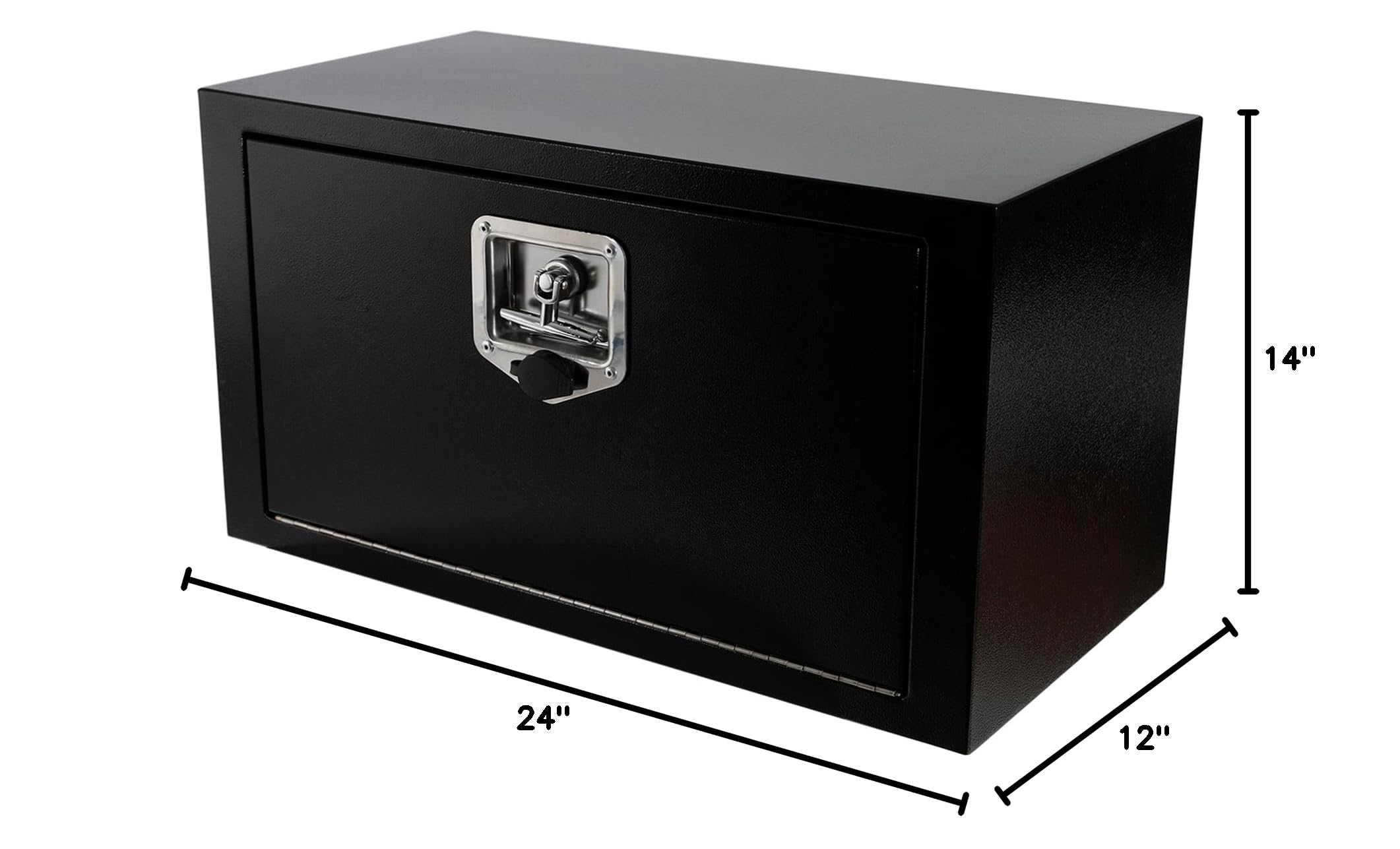 Heavy Duty Black Steel Underbody Truck Tool Box with T-Handle Lock - 24