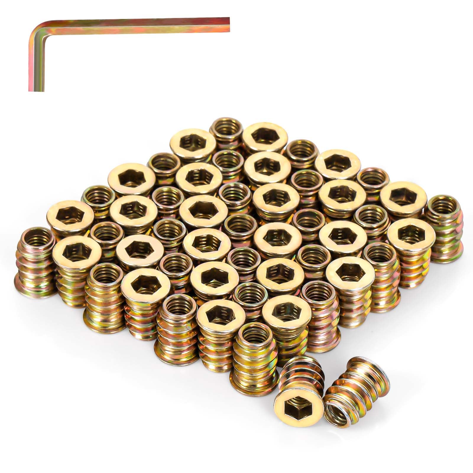 **M8 x 15mm Wood Inserts Bolt Furniture Screws - Hex Socket Drive Threaded Fastener Connector for Wood Furniture (50 PCS) - Perfect for DIY Cabinets, Tables & Bed Frames**