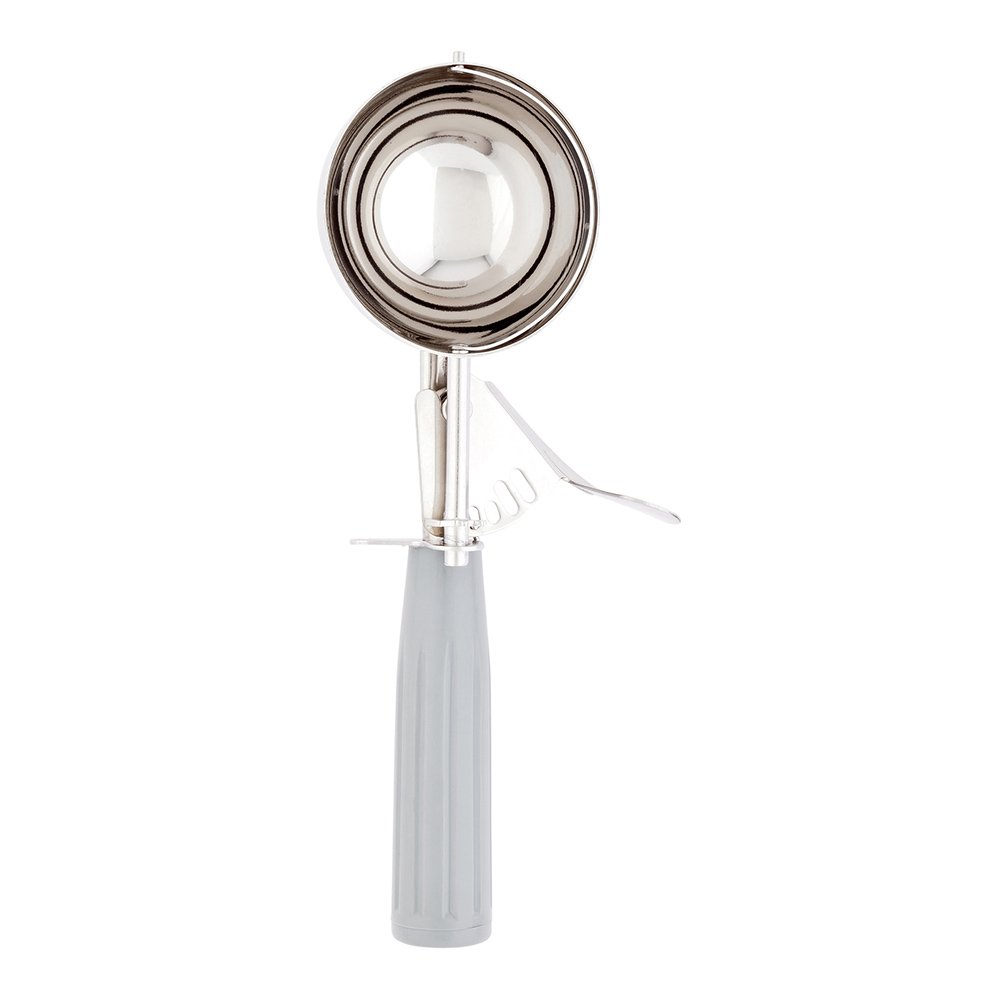 Restaurantware Met Lux 4oz Portion Scoop with Trigger Release - Gray Handle Stainless Steel Cookie & Ice Cream Scooper for Baking, Portion Control - Perfect for Cookie Dough, Cupcake Batter, Ice Cream Serving