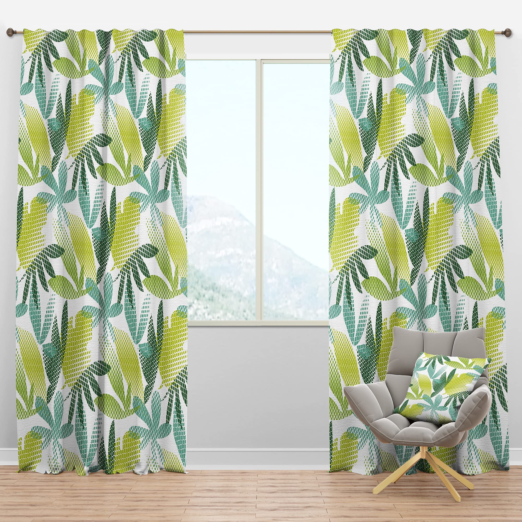 DesignQ Blackout Curtains 'Tropical Botanicals III' - Thermal Insulated Single Panel (52x120 inches) for Bedroom & Living Room - Noise Reducing & Energy Saving Window Treatments for Home Decor