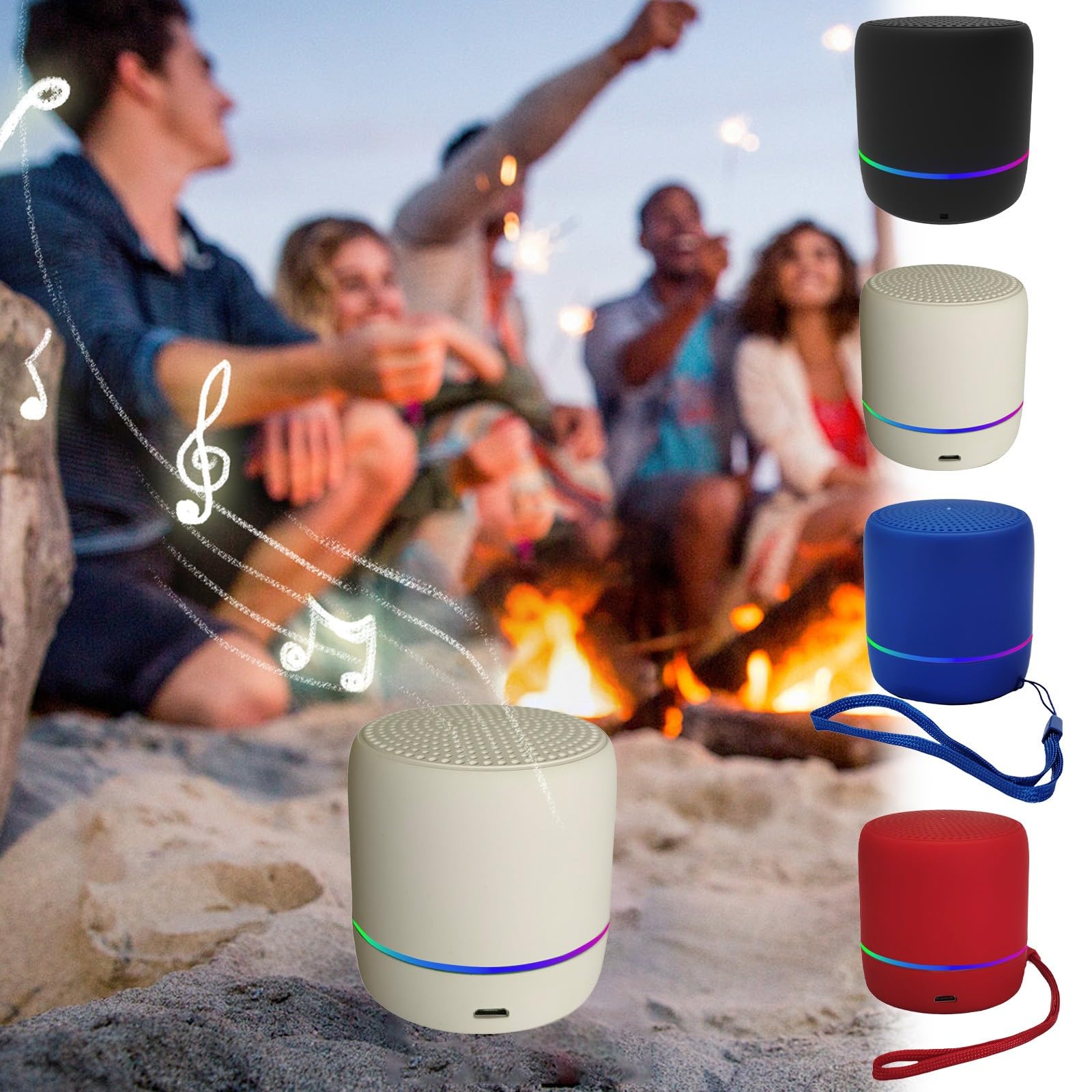 Portable Bluetooth Speaker with Colorful LED Lights, Wireless Outdoor Mini Speaker, Waterproof Sports Speaker for Party, Travel, Camping, and Home Use