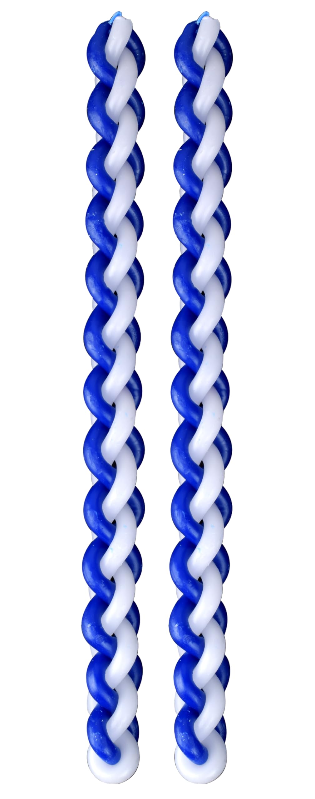 Handmade Braided Havdalah Candle Set - 2 Pack Blue & White Paraffin Wax Candles - Traditional Jewish Shabbat Ceremony - Perfect Judaica Gift for Havdalah, Shabbat Dinner & Jewish Holidays