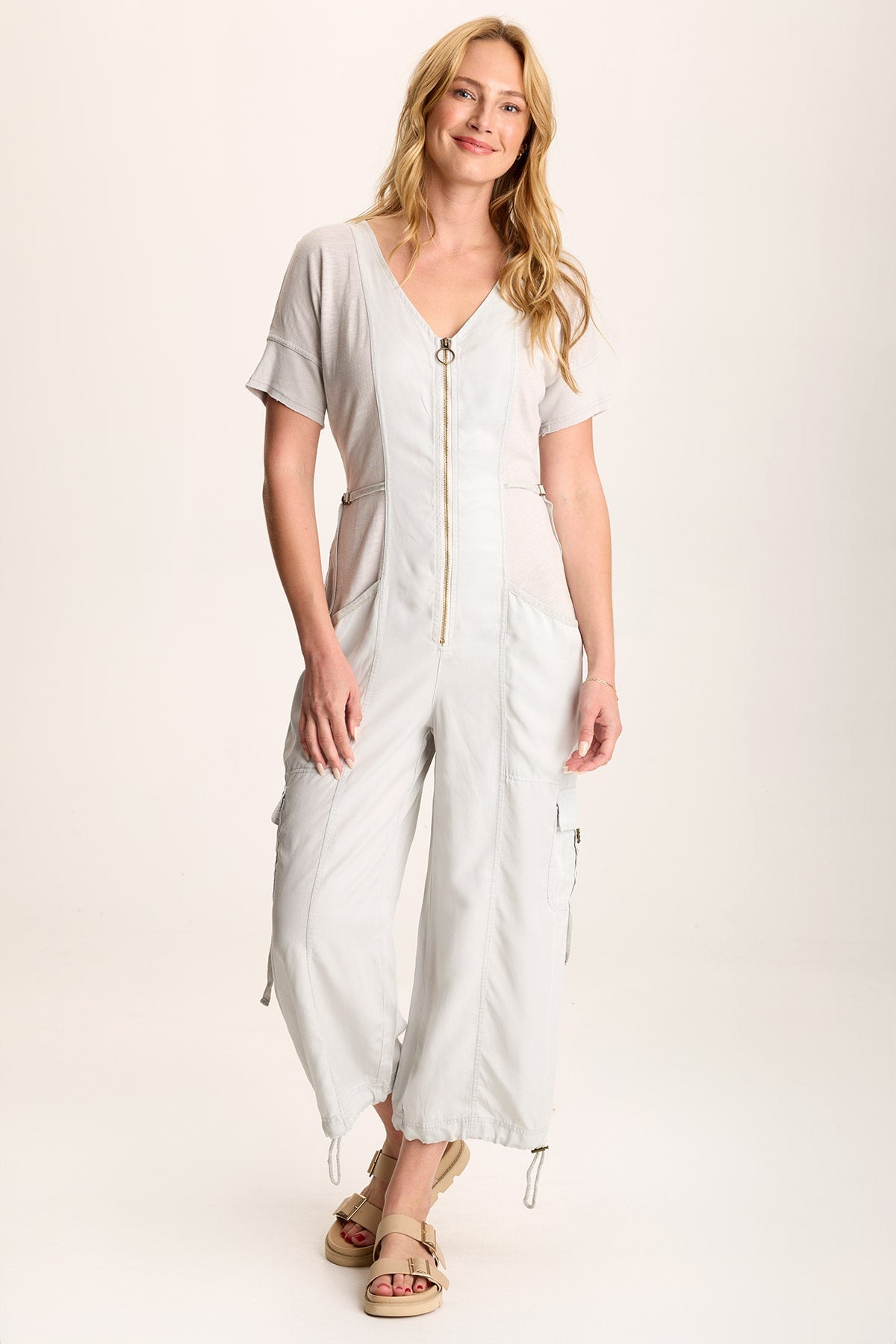 Naveen Women's Short Sleeve Twill Banded Jumpsuit - Casual Summer Romper for Beach, Travel & Everyday Wear