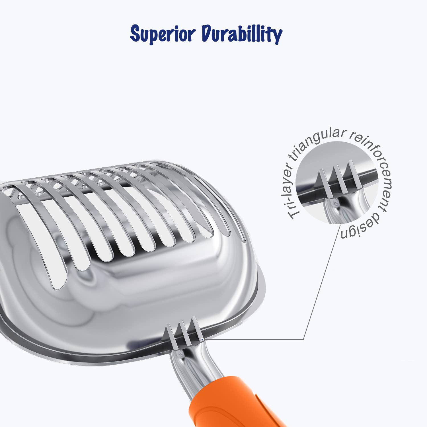 WePet Aluminum Alloy Cat Litter Scoop - Durable Metal Litter Box Scooper with Long Handle & Deep Shovel for Easy Poop Sifting - Heavy Duty Kitty Waste Lifter for Multi-Cat Households & Large Litter Boxes