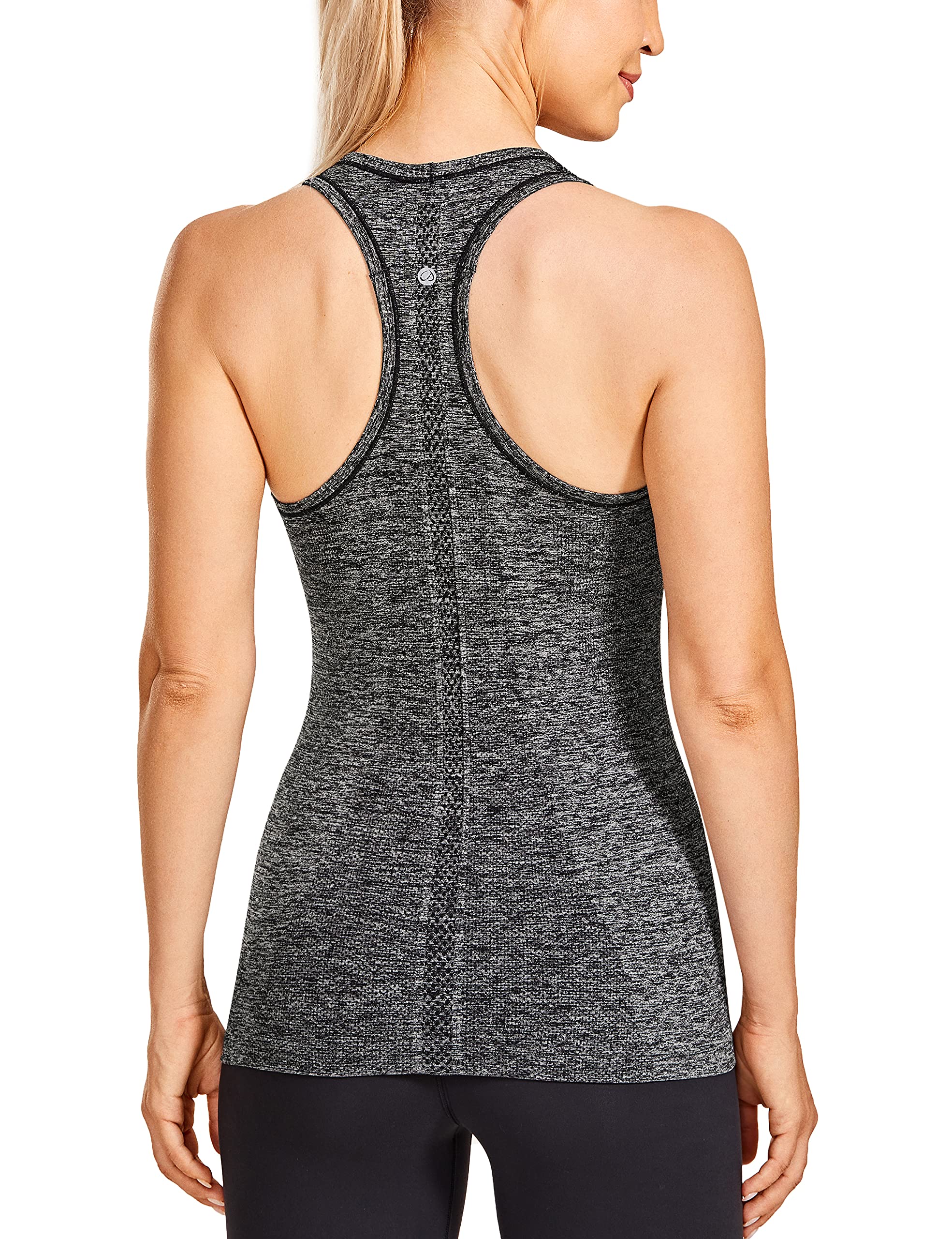 CRZ YOGA Women's Seamless Workout Tank Top - Racerback Athletic Shirt for Running, Yoga & Gym - Long Length Comfort Fit - Perfect for Workouts, Training & Active Lifestyle