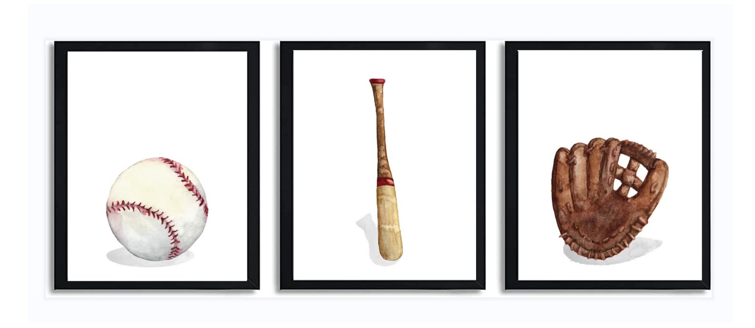 Baseball Wall Art for Kids Room - 8x10 Inch Sports Themed Posters, Boys Bedroom Decor, Unframed - Perfect for Nursery, Playroom & Teen Sports Fan Gifts