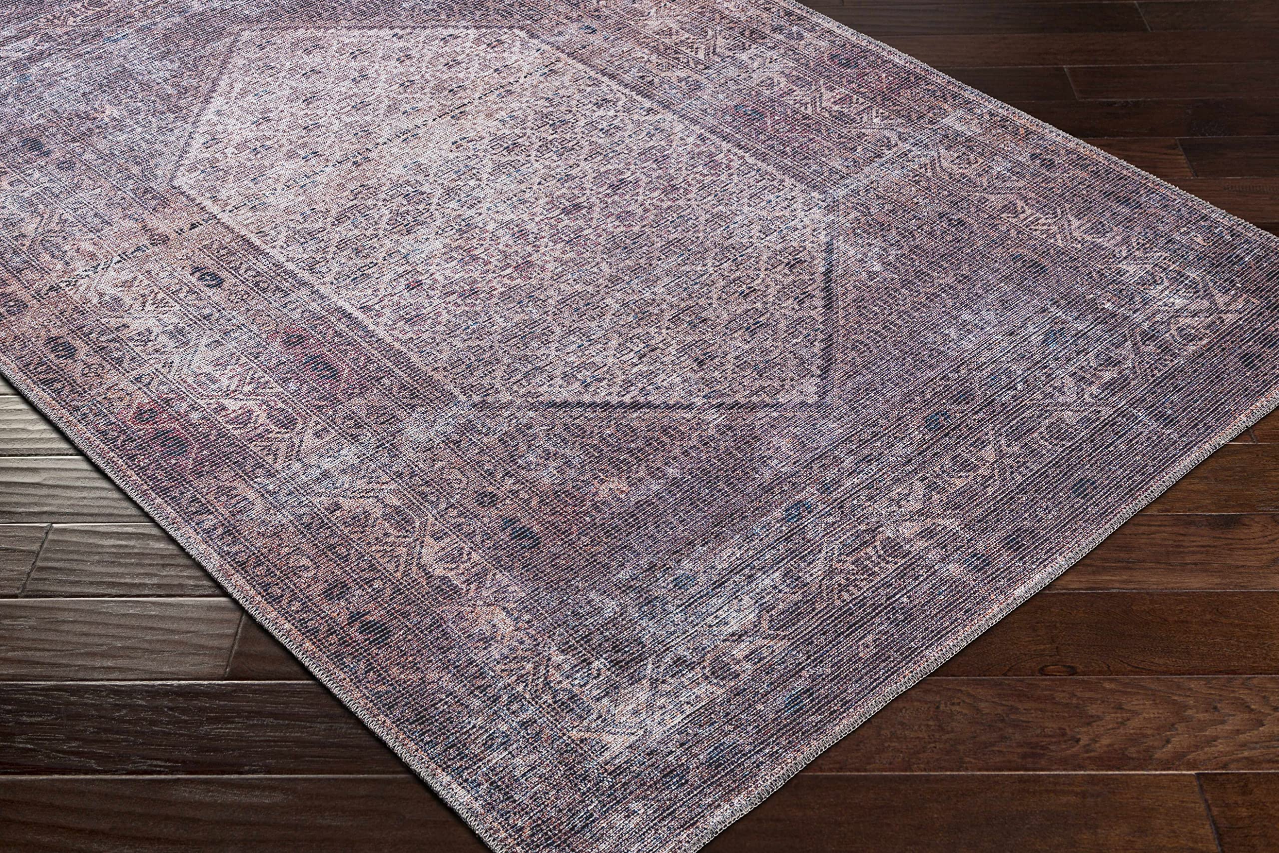 Hauteloom Bagacay Machine Washable Runner Rug - Traditional Design in Plum, Teal & Dusty Pink - 2'7