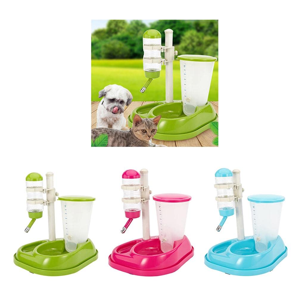 UJEAVETTE Automatic Pet Water Drinker & Feeder Bowl for Cats and Dogs, Green - Ideal for Home, Office, and Travel Use