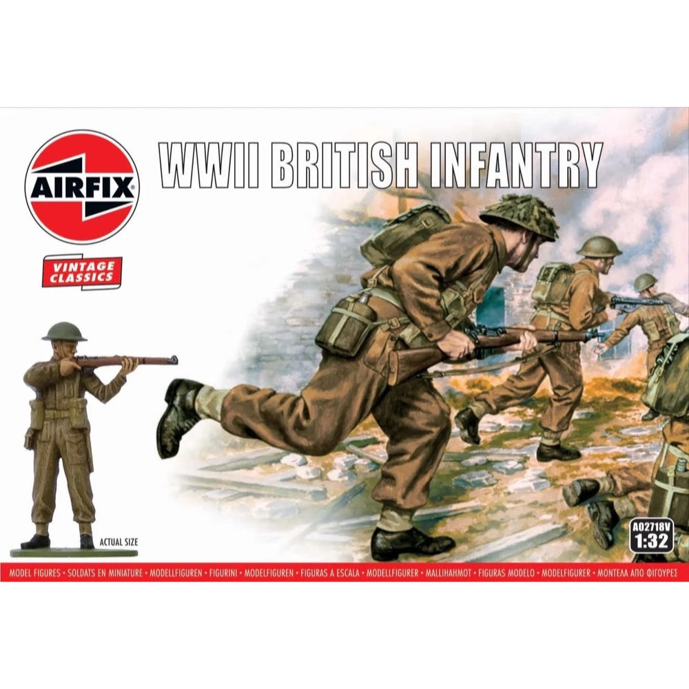 Airfix A02718V 1/32 Scale WWII British Infantry Soldiers Model Kit - Highly Detailed Military Figures for Collectors & Diorama Building | Perfect for Historical Displays & Wargaming Scenes