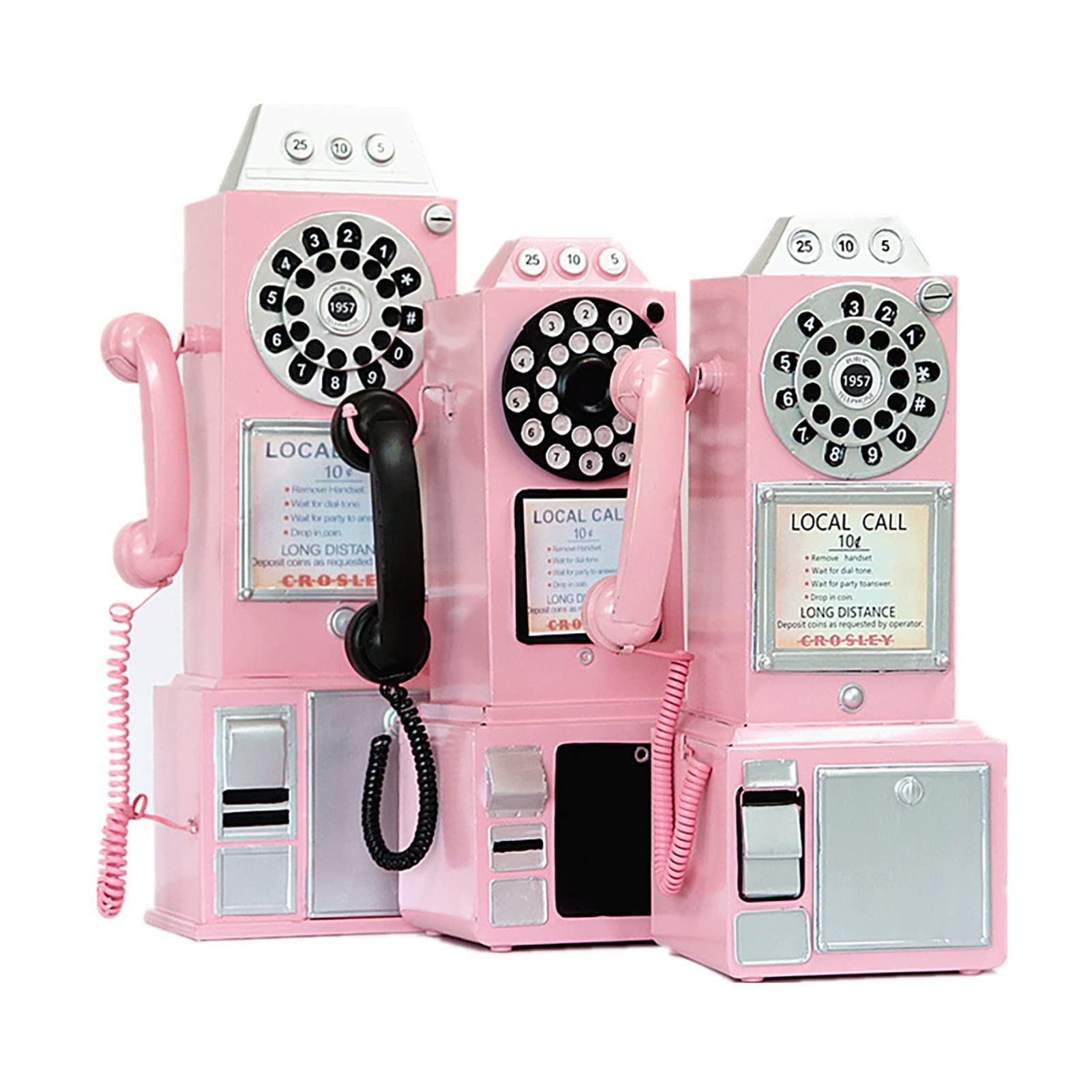 Vintage Retro Wall Mounted Decorative Telephone - Pink Milk Tea Color, Perfect for American Style Cafes, Bars, Restaurants & Home Decor (Model B) | Ideal for Themed Shops, Vintage Decor & Gift Giving