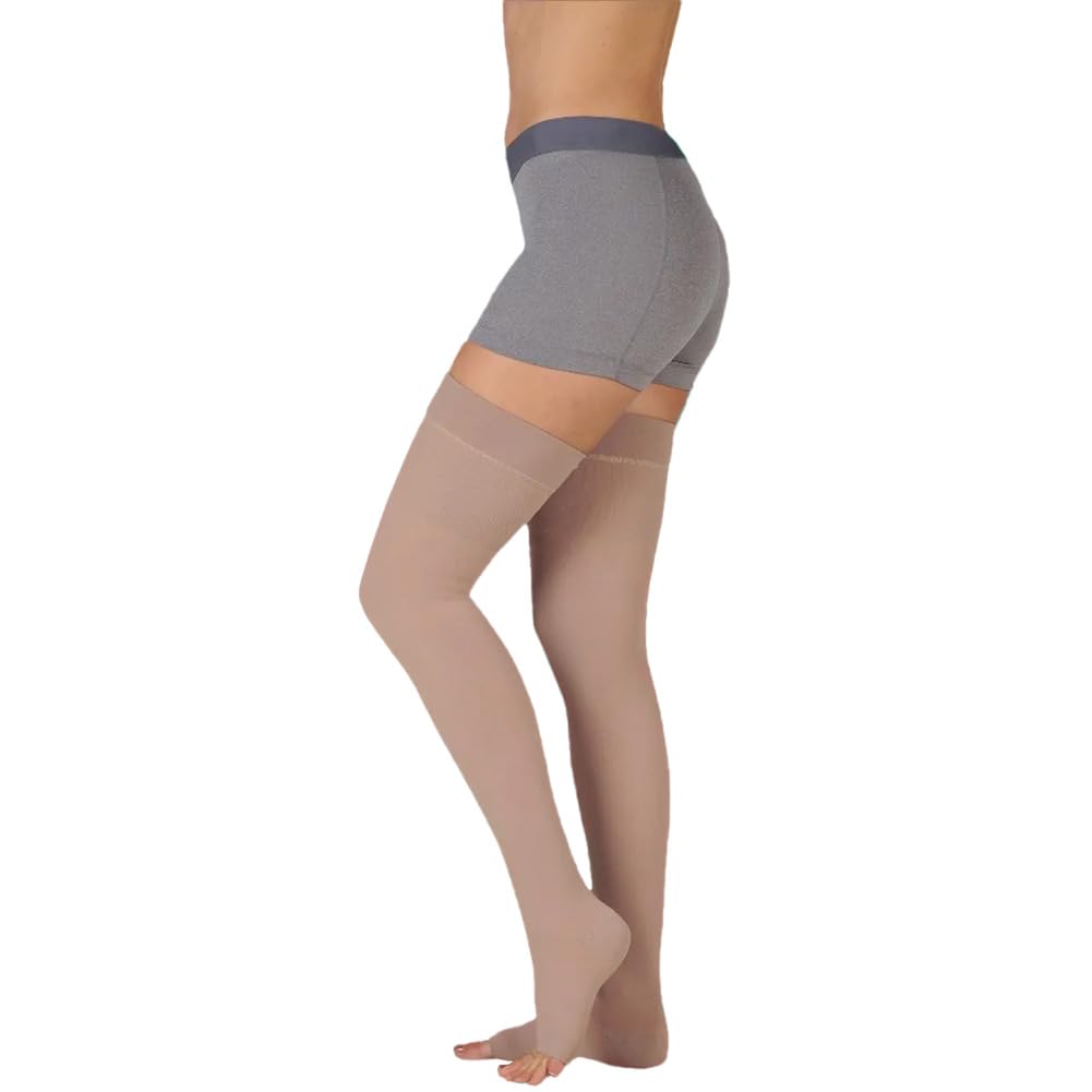 Juzo Women's 2001 Thigh-High 20-30mmHg Open Toe Compression Stockings for Varicose Veins & Swelling Relief - Perfect for Travel, Pregnancy & Post-Surgery Recovery