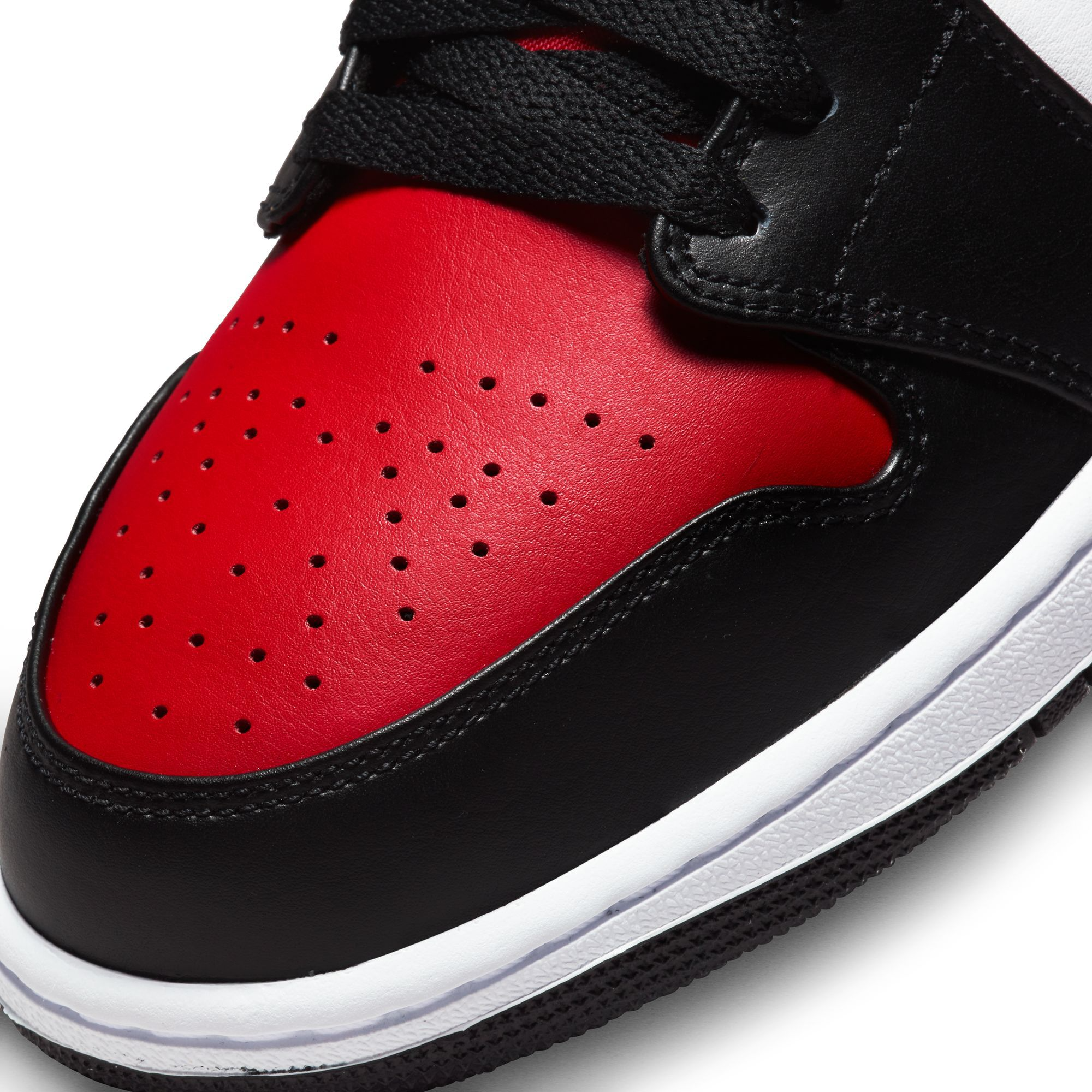 Nike Men's Air Jordan 1 Mid Basketball Shoes - Black/Fire Red/White - High-Top Sneakers for Casual Wear, Street Style & Court Performance
