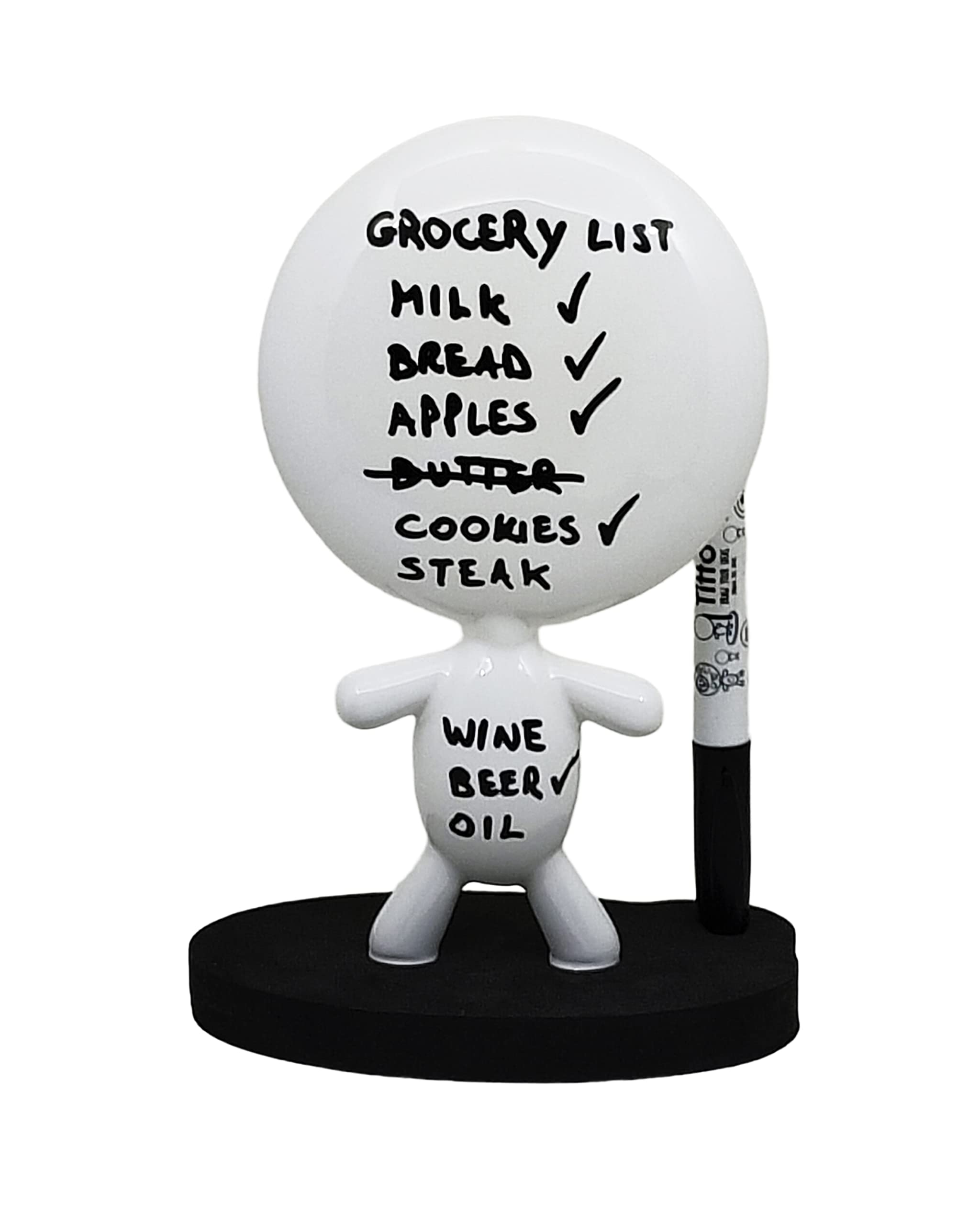 TITTO Original Ceramic Desk Whiteboard Doll - Black Office Gift for Coworkers, Home & Office Decor - Draw Your Ideas Memo Pad - Perfect for New Year Gifts & Creative Workspace Organization