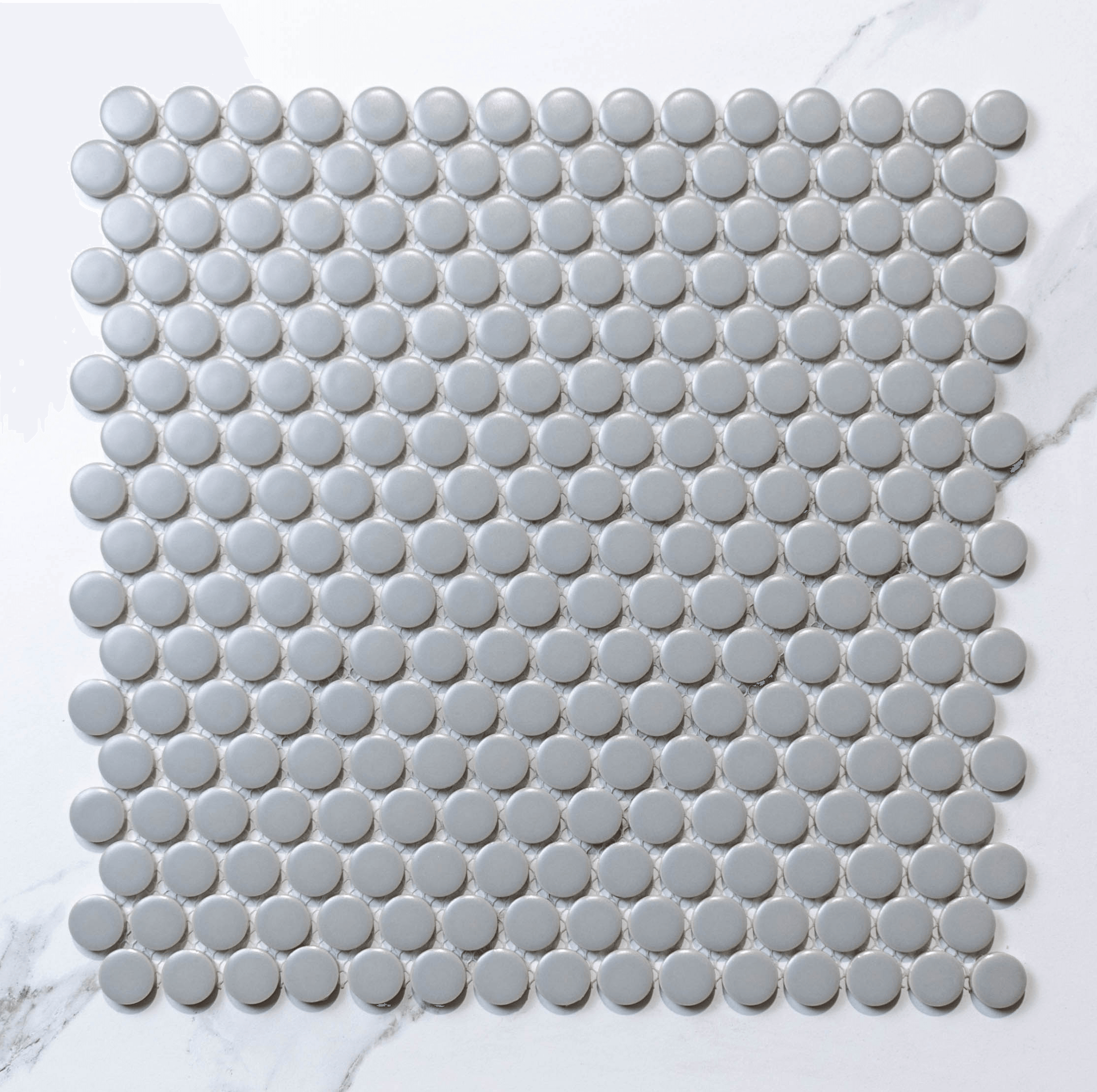 Circa Stone Penny Round Grey D19 Matte Porcelain Mosaic Tile (10 Sheets) - Perfect for Kitchen Backsplash, Bathroom Walls, and Fireplace Surrounds