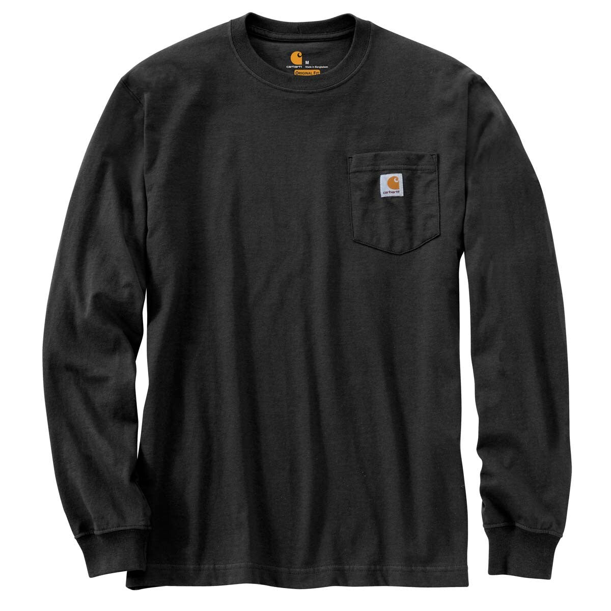 Carhartt Men's Loose Fit Heavyweight Long Sleeve Pocket T-Shirt - Black - Durable Workwear for Construction, Farming & Outdoor Activities