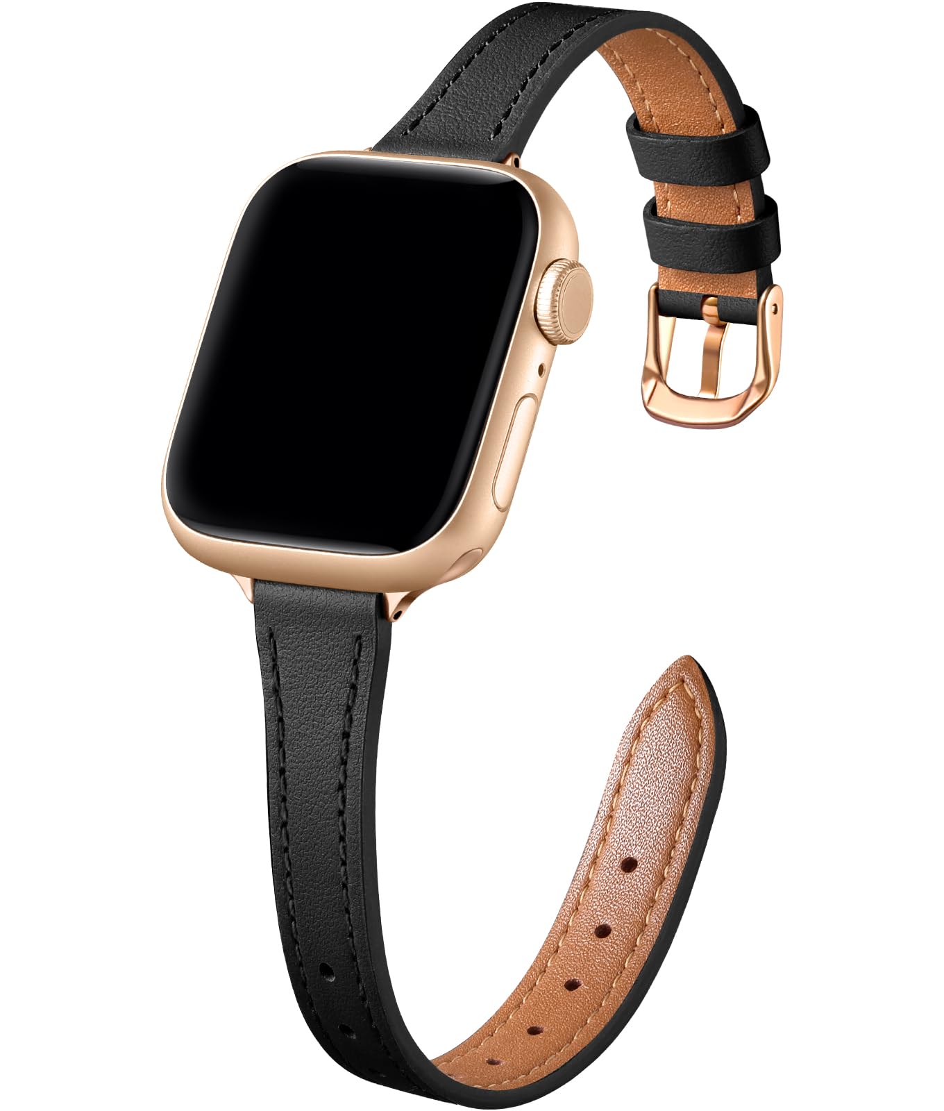 Premium Leather Strap for Apple Watch 38mm 40mm 41mm 42mm 44mm 45mm 46mm 49mm - Slim Thin Band Compatible with All Series (SE, Ultra 2, Series 1-10) - Elegant Women's Watch Accessory for Work, Gym & Everyday Wear