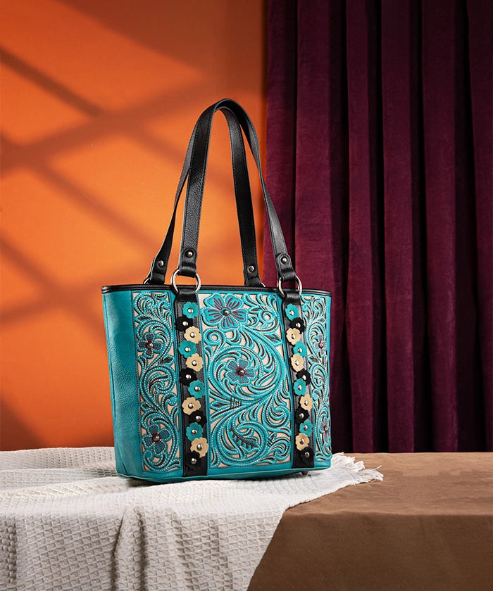 Montana West Embroidered Floral Cut Out Tote Bag for Women - Stylish Handbag for Work, Travel & Shopping