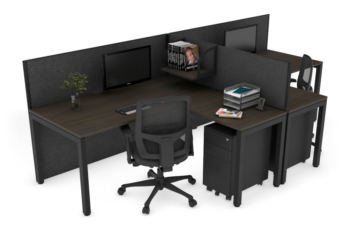 Quadro Square Legs 2-Person Corner Workstation - T-Shaped Office Desk (1800L x 1800W) with Cable Management Scallop - Perfect for Home Office, Coworking Spaces & Modern Workstations