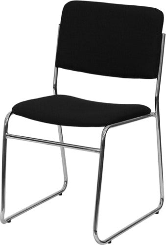 FLASH HERCULES Series 500 lb Capacity Black Fabric High-Density Stacking Chair with Chrome Sled Base - Heavy Duty Stackable Chairs for Office, Conference Room, Banquet, and Event Seating