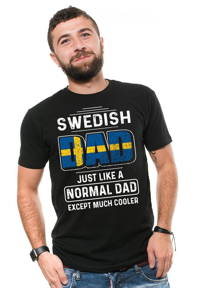 Swedish Dad T-Shirt for Men - Comfortable Cotton Sweden Flag Graphic Tee - Perfect for Father's Day, National Day Celebrations & Casual Wear