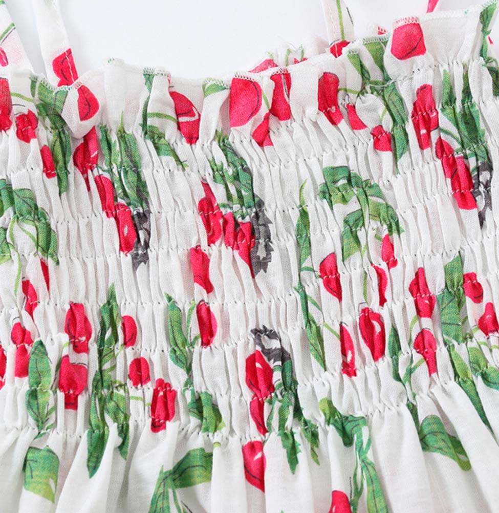 Boho Floral Toddler Baby Girls Dress - Strappy Summer Princess Sundress for Beach, Casual Wear & Outdoor Play