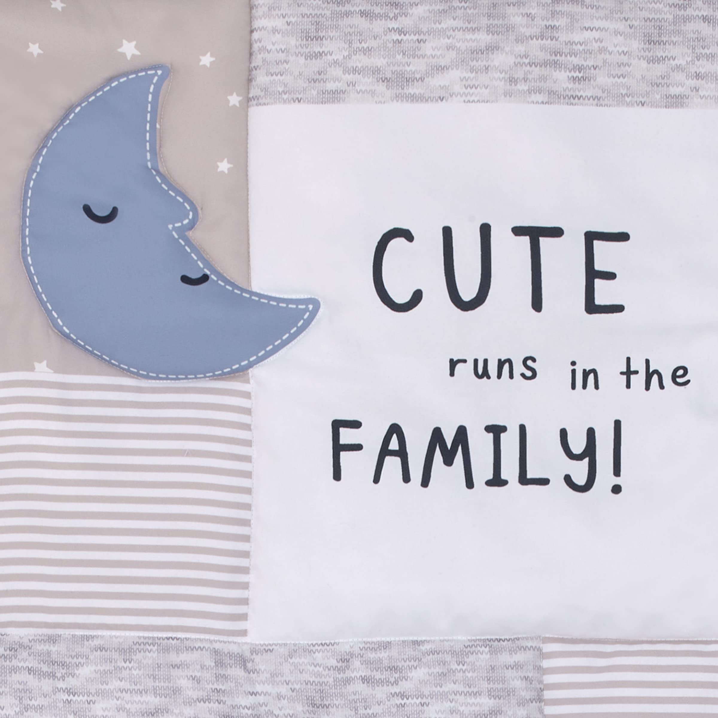 NoJo Carter's Blue Elephant 3-Piece Nursery Crib Bedding Set - Soft Chambray, Navy, Gray & White with Elephant, Moon, Clouds & Stars Design - Includes Comforter, Fitted Sheet & Crib Skirt | Perfect for Baby Shower Gifts & Cozy Nursery Decor
