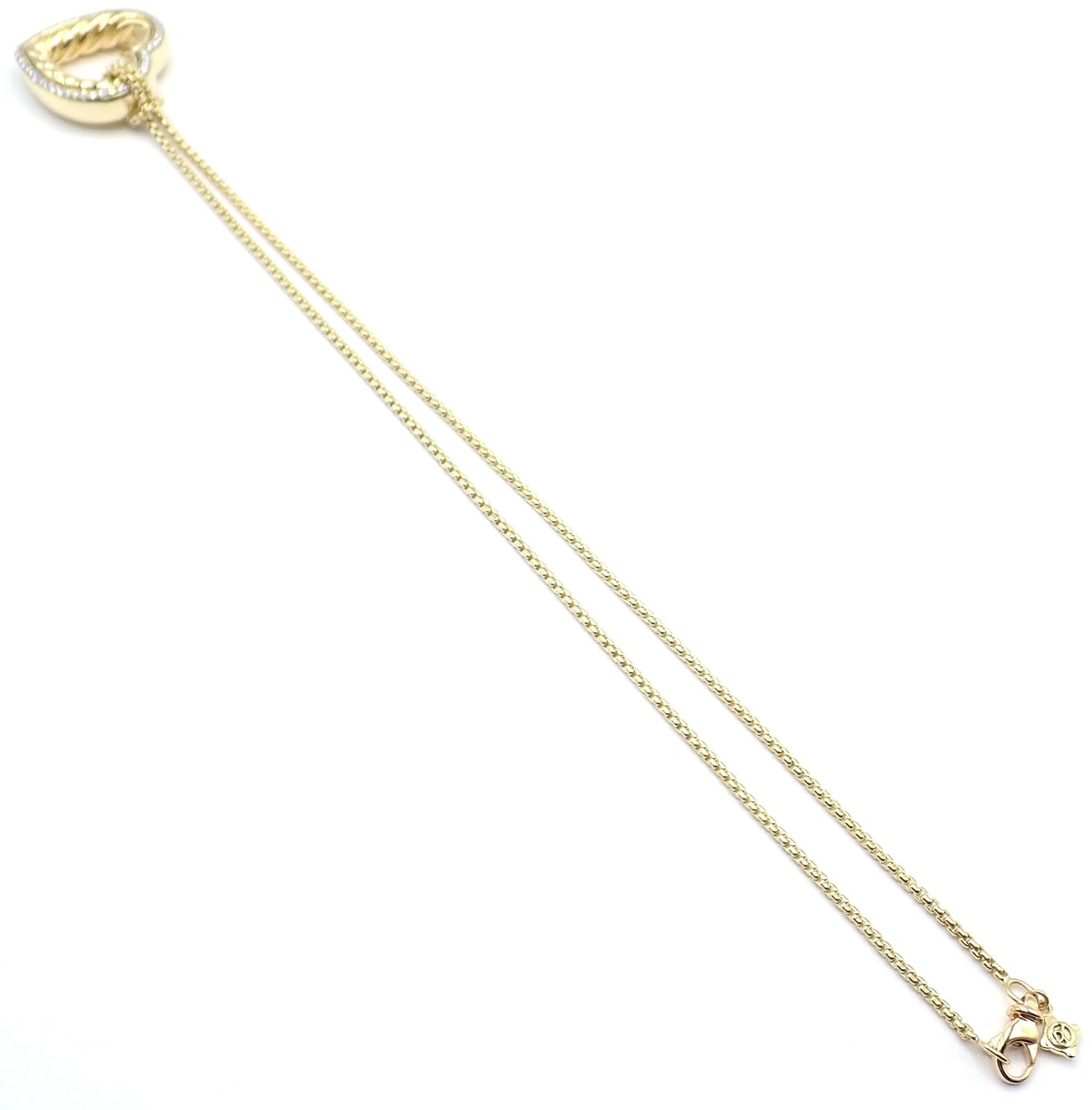 David Yurman 18K Yellow Gold Diamond Cable Heart Pendant Necklace - Elegant Jewelry Gift for Women, Perfect for Valentine's Day & Anniversary