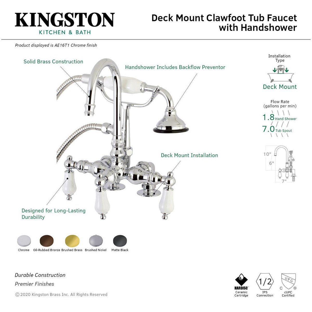 Vintage AE15TX P Clawfoot Tub Faucet with Hand Shower - Antique Brass Bathroom Fixture for Freestanding Bathtub | Perfect for Classic & Farmhouse Style Bathrooms