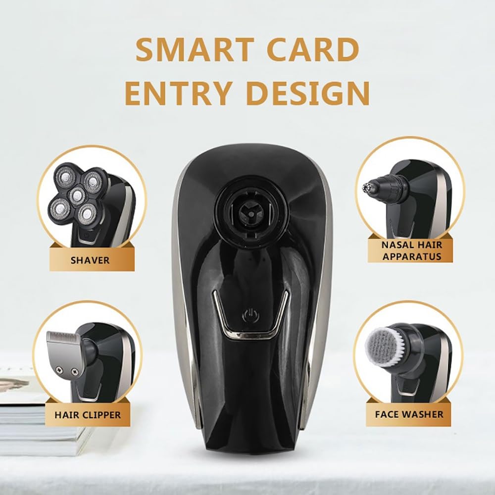 5-in-1 Electric Head Shaver for Bald Men - 5D Floating Blade Waterproof Beard Trimmer with USB Cordless Charging | Perfect for Travel, Gym & Daily Shaving Routine