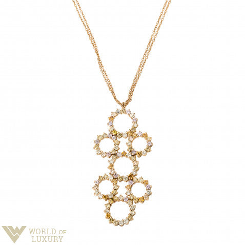 Damiani 18K Yellow Gold Pendant with Multicolor Diamonds | Elegant Jewelry Gift for Women | Perfect for Anniversaries, Birthdays & Special Occasions