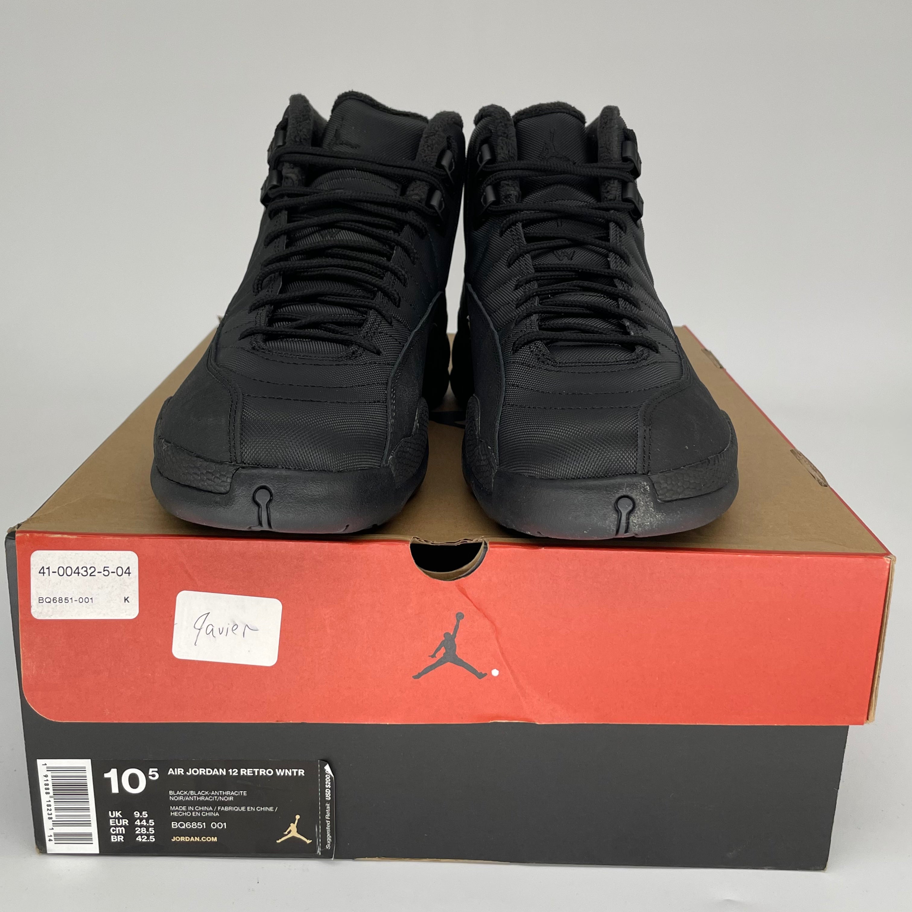 AIR JORDAN 12 Winter Black Men's Basketball Shoes Size 10.5 BQ6851-001 - Perfect for Streetwear & Winter Sports Fashion