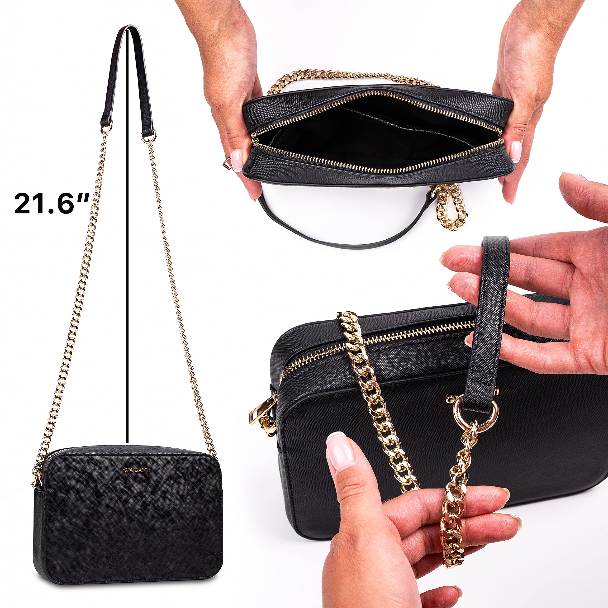 Stylish Faux Leather Crossbody Purse for Women - Adjustable Shoulder Strap Small Handbag - Jet Set Crossbody Bag for Daily Use, Travel & Shopping