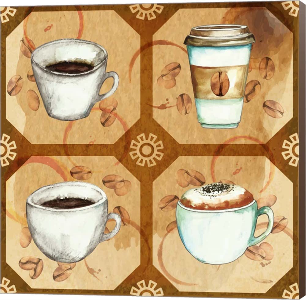 ND Art & Design Coffee Frenzy Pattern II Canvas Wall Art - 24x24 Inch Modern Home Decor, Museum Wrapped with Nutmeg Sides - Perfect for Living Room, Bedroom & Office Decor