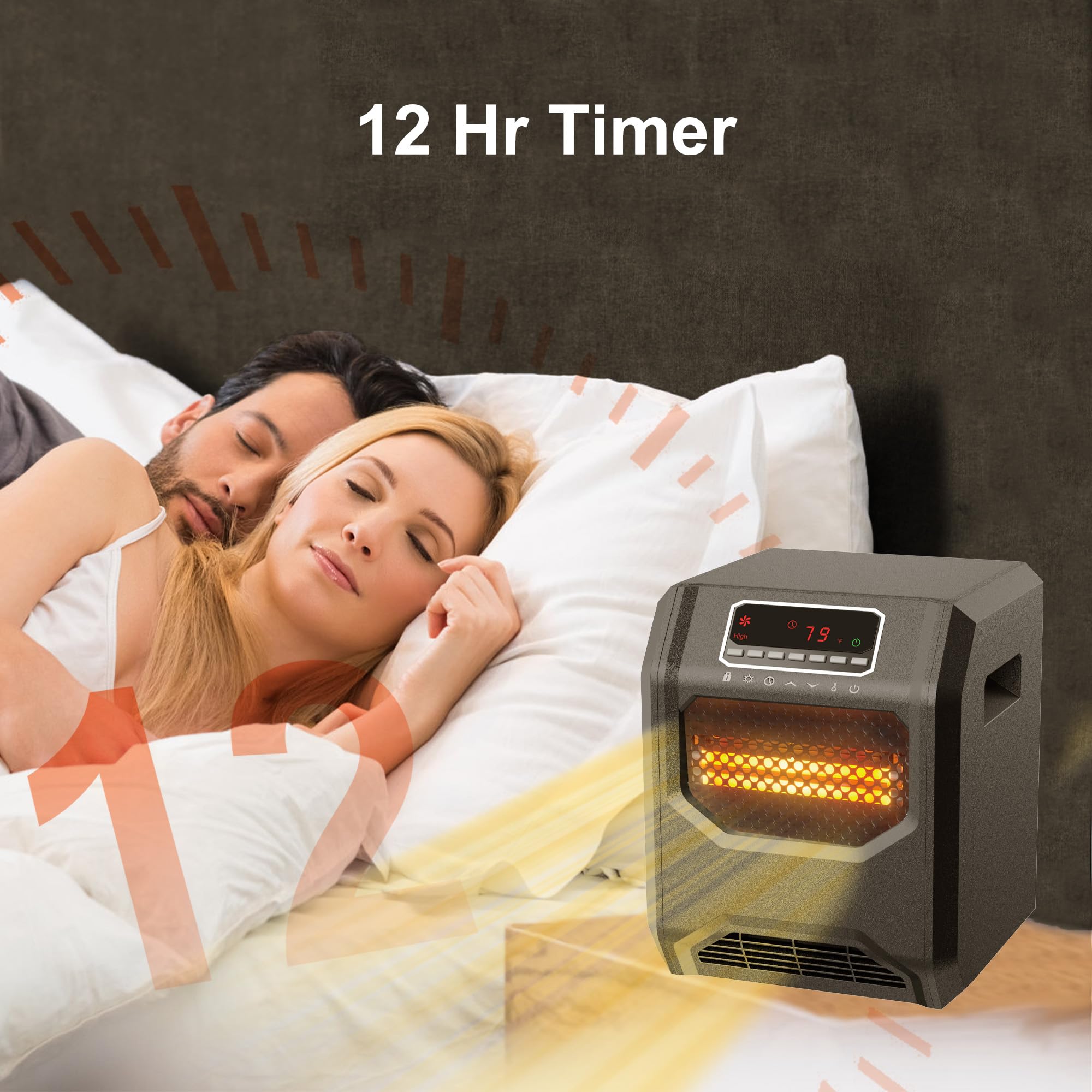 WEWARM 1500W Infrared Space Heater with 6 Quartz Heating Elements - 3 Modes, Child Lock, Timer & Remote Control - Energy Efficient Indoor Electric Heater for Bedroom, Office & Living Room