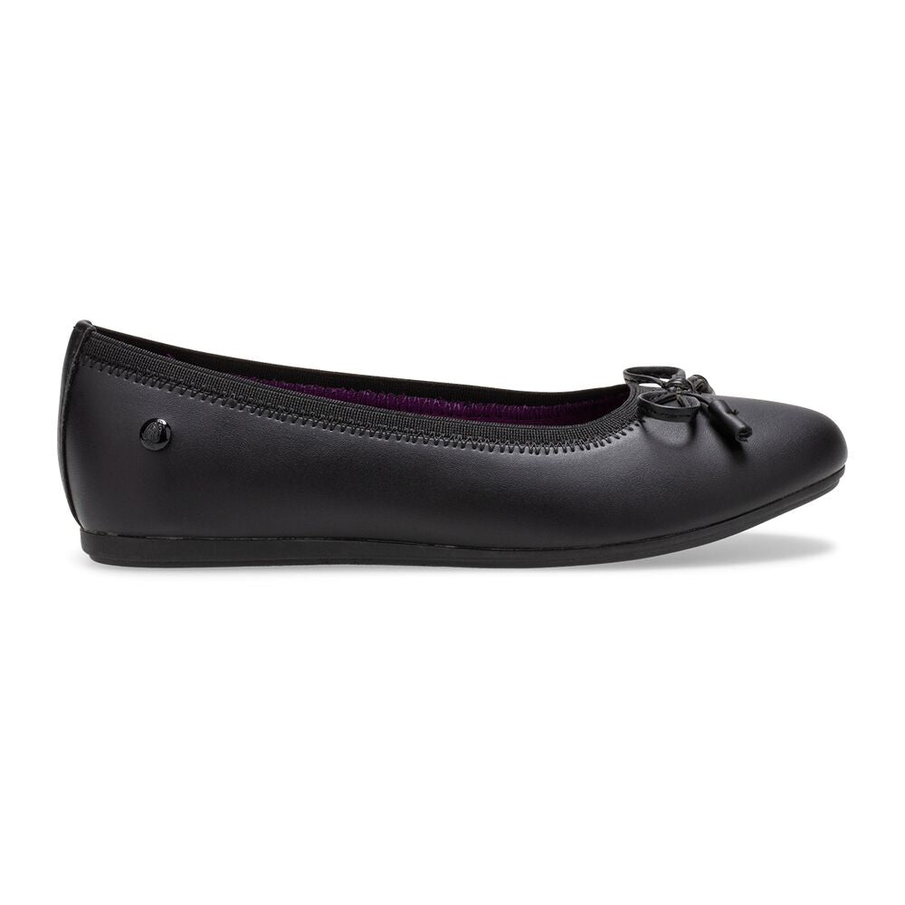 Hush Puppies Black Josie Kids' Flat Shoes - Comfortable & Stylish for School, Play & Everyday Wear