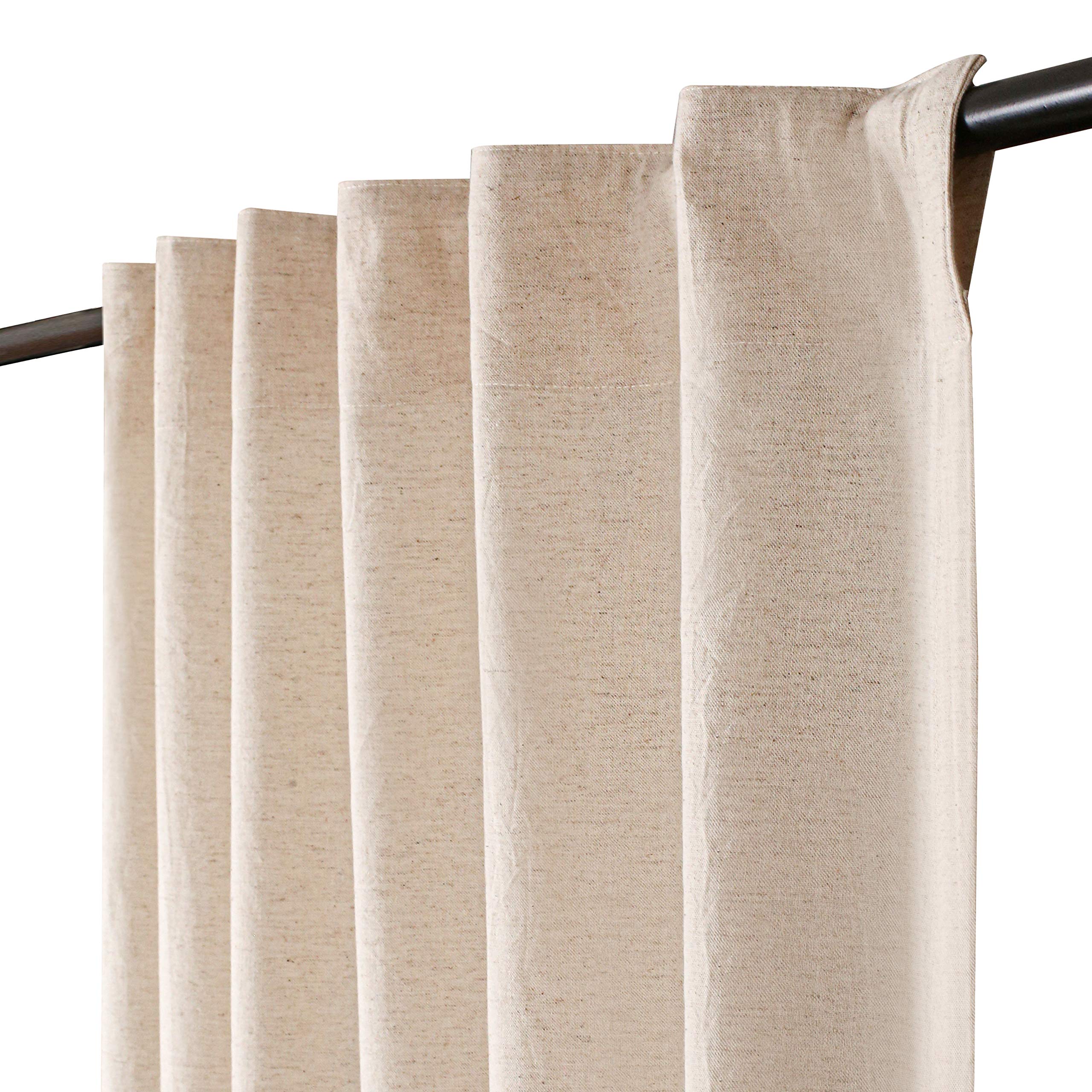 Premium Flax Linen Curtains 50x72 Inches Set of 2 - Natural Taupe Tab Top Window Drapes for Farmhouse & Boho Decor - Light Filtering Bedroom & Living Room Curtain Panels