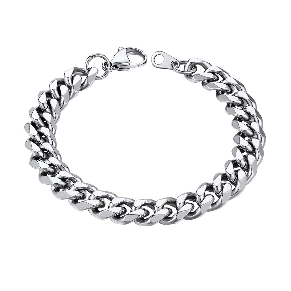 PROSTEEL 316L Stainless Steel Cuban Link Bracelet for Men - Gold, Black, Silver Tone Hypoallergenic Jewelry - 7.5