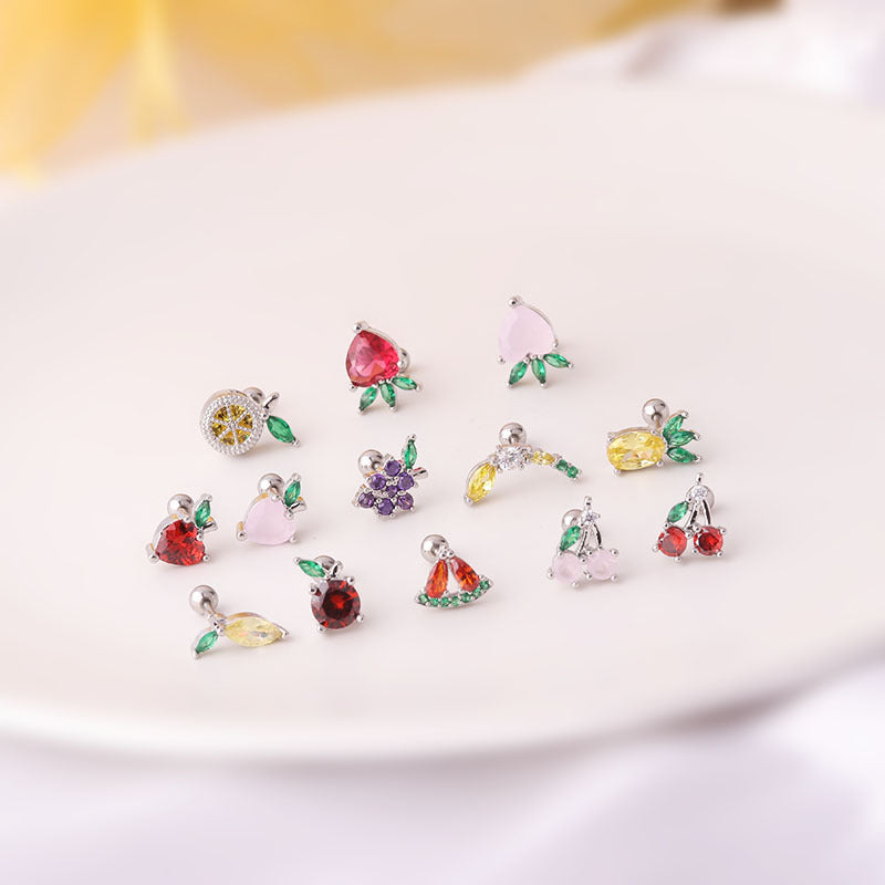 20G Mini Peach Helix Anti Tragus Fruit Stud Earrings - Dainty Cartilage Piercing Jewelry for Women | Perfect for Everyday Wear & Special Occasions