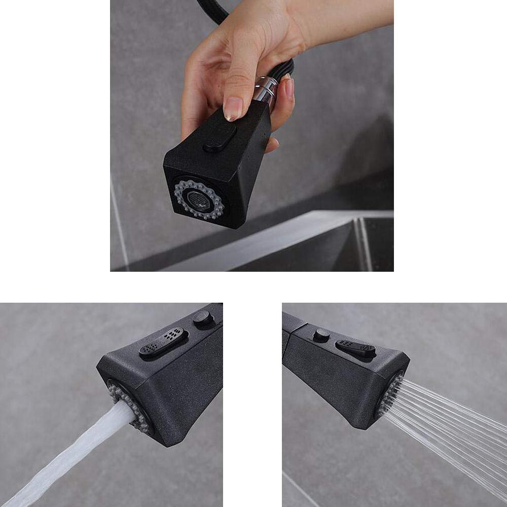 Black Pull Down Sprayer Kitchen Faucet with Copper Sink - Hot & Cold Water Telescopic Faucet for Modern Kitchens | Perfect for Washing Dishes, Filling Pots & Cleaning Sinks