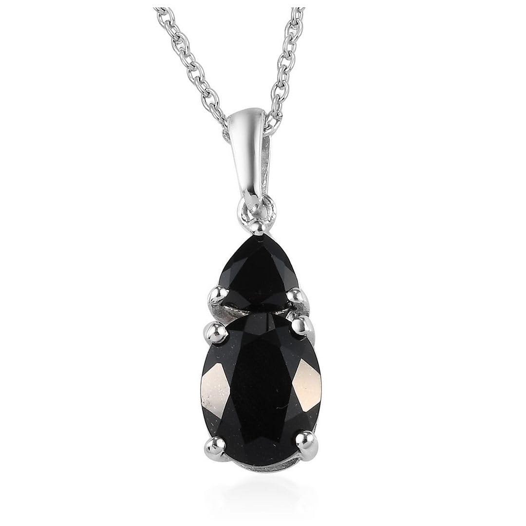 Shop LC Platinum Plated 925 Sterling Silver Black Spinel Necklace for Women - 20 Inch Elegant Promise Pendant, Perfect Birthday Gift for Her | Ideal for Parties, Weddings & Special Occasions