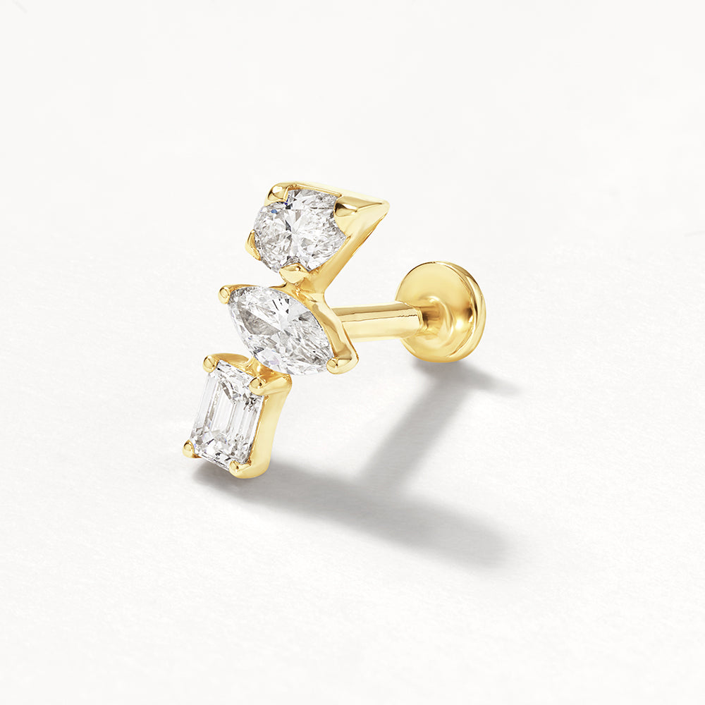 10k Gold Lab-Grown Diamond Fancy Trio Helix Stud Earrings - Elegant Everyday Jewelry for Women & Gift for Special Occasions