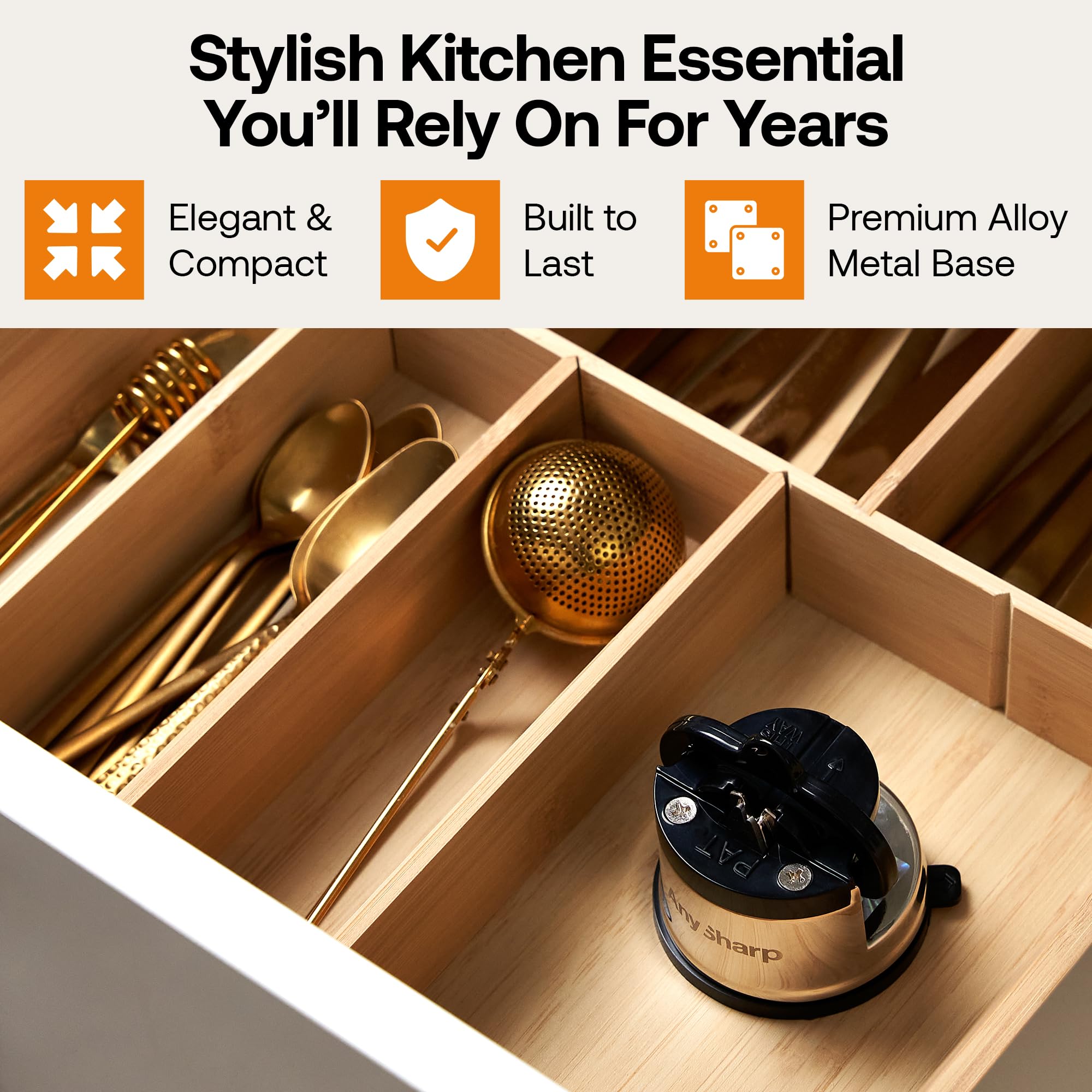 AnySharp Pro Knife Sharpener - Premium Metal Blade Sharpener for Kitchen Knives, Scissors & Tools | Perfect for Home Chefs & Professional Cooks | Easy to Use & Durable Design