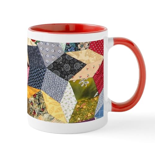 White/Red Inside - Tumbling Block Patchwork Quilt Mug