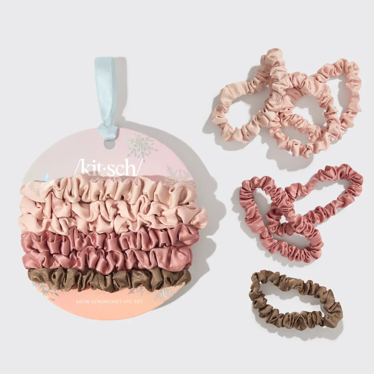 Holiday Ultra Petite Scrunchies 6-Piece Set in Terracotta - Perfect for Christmas Gifts, Party Favors, and Everyday Hair Accessories