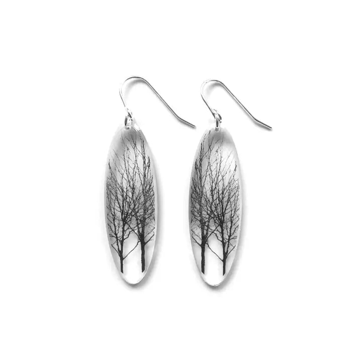 Black Drop Designs Elegant Tall Oval Tree Earrings for Women - Perfect for Parties, Weddings & Everyday Wear
